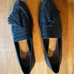 Vince Camuto Geraline Black Embossed Tassle Loafer